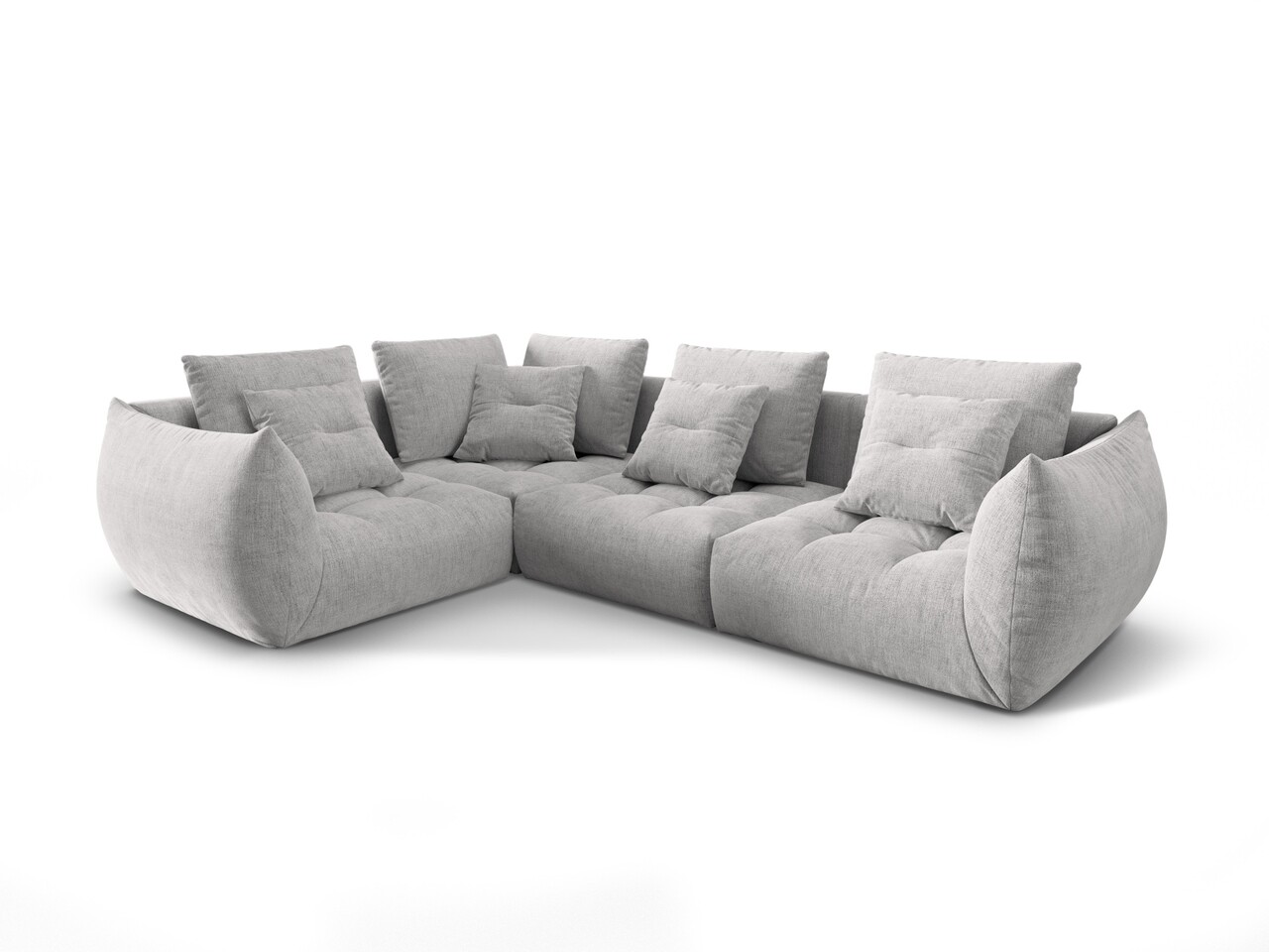 Coltar modular stanga 3 locuri, Bloom-86, Micadoni Home, 316x216x95 cm, tesatura structurata, argintiu