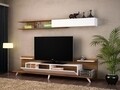 Comoda TV cu raft, Wooden Art, Dore White Walnut