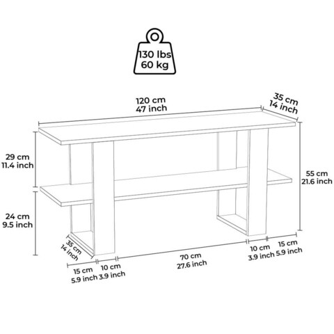 Comoda TV, Minima, Cornellia, 120x55x35 cm, Alb