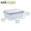 Caserola cu capac, Wenko, Pacu, 1.5 L, 23 x 17 x 7.5 cm, sticla/polipropilena/silicon, transparent