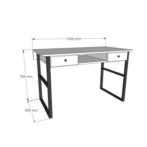 Birou, Woodface, Allen, 120 x 75 x 60 cm, lemn solid de pin, nuc