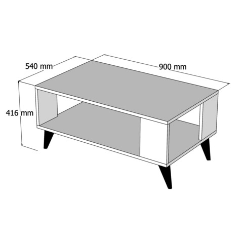 Masuta de cafea, Mezza, City 2024, 90x54x41.6 cm, Nuc închis / Negru