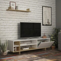 Comoda TV, Decortie, Stockton, 160x44x35.6 cm, Stejar alb