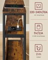 Masuta de cafea ingusta cu priza si USB Vasagle, 45x18x58 cm, max 100 kg, PAL/otel, maro rustic