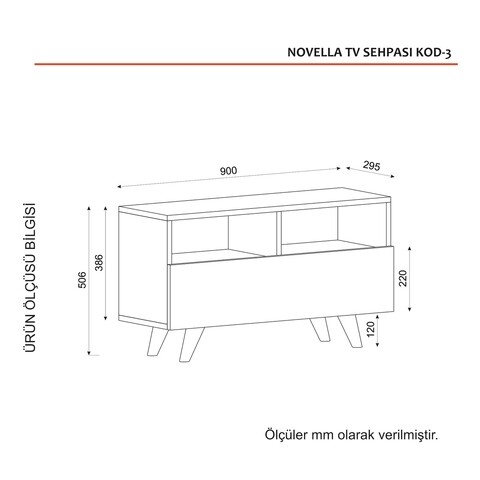 Comoda TV, Furny Home, Novella K3, 90 x 50.6 x 29.5 cm, pal melaminat, alb/nuc