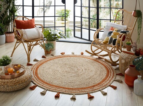 Covor Istanbul Orange, Flair Rugs, D150 cm, iuta, portocaliu