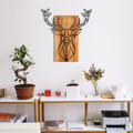 Decoratiune de perete, Deer, lemn/metal, 61 x 66 cm, negru/maro