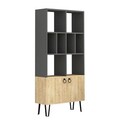 Corp biblioteca, Decortie, Bene, 80x166x30 cm, Antracit / Stejar