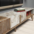 Mobilier pentru living Milan Walnut, Hommy Craft, 3 piese, 180x35x40 cm, maro/alb