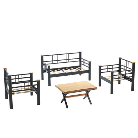 Set mobilier de gradina, Heaven, Kappis (2+1+1), Negru / Antracit