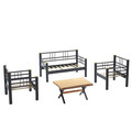 Set mobilier de gradina, Heaven, Kappis (2+1+1), Negru / Antracit