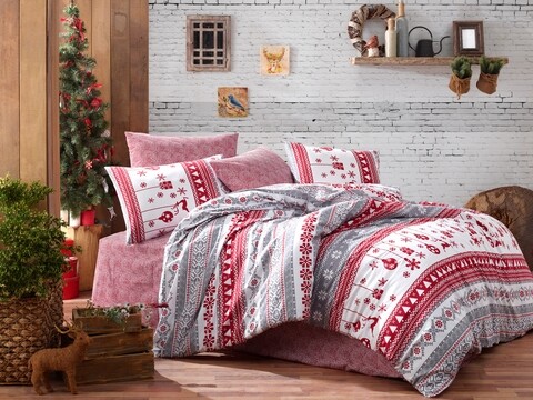 Lenjerie de pat pentru o persoana Snow, Nazenin Home, 3 piese, 180x240 cm, bumbac ranforce, gri