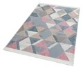 Covor Kilim cu 2 fete, Arya 10 Blue/Pink, Baketo, 100% bumbac reciclat, 80x300 cm