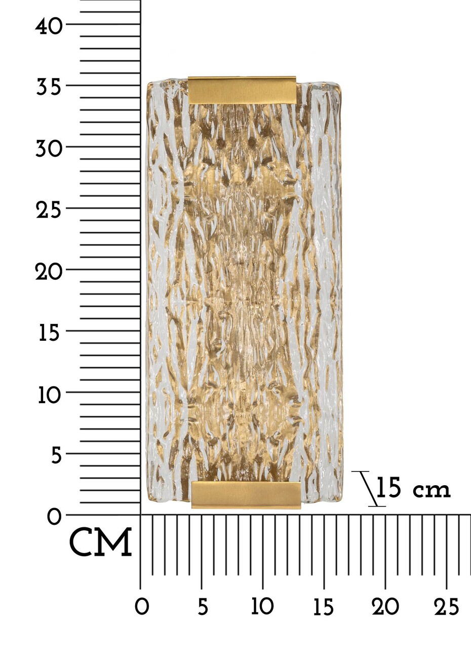 Aplica de perete Oblin, Mauro Ferretti, 2 x E14, 40W, 36x15x10 cm, sticla/fier, auriu/natural