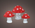 Set 3 decoratiuni luminoase pentru exterior Mushrooms, Lumineo, 16/20/32 LED-uri, rosu/alb