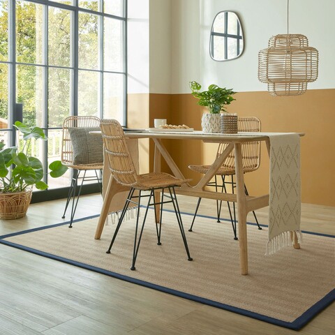 Covor Kira Jute Navy, Flair Rugs, 120x170 cm, iuta/poliester, bleumarin