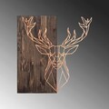 Decoratiune de perete, Deer1, 50% lemn/50% metal, Dimensiune: 56 x 58 cm, Nuc / Cupru