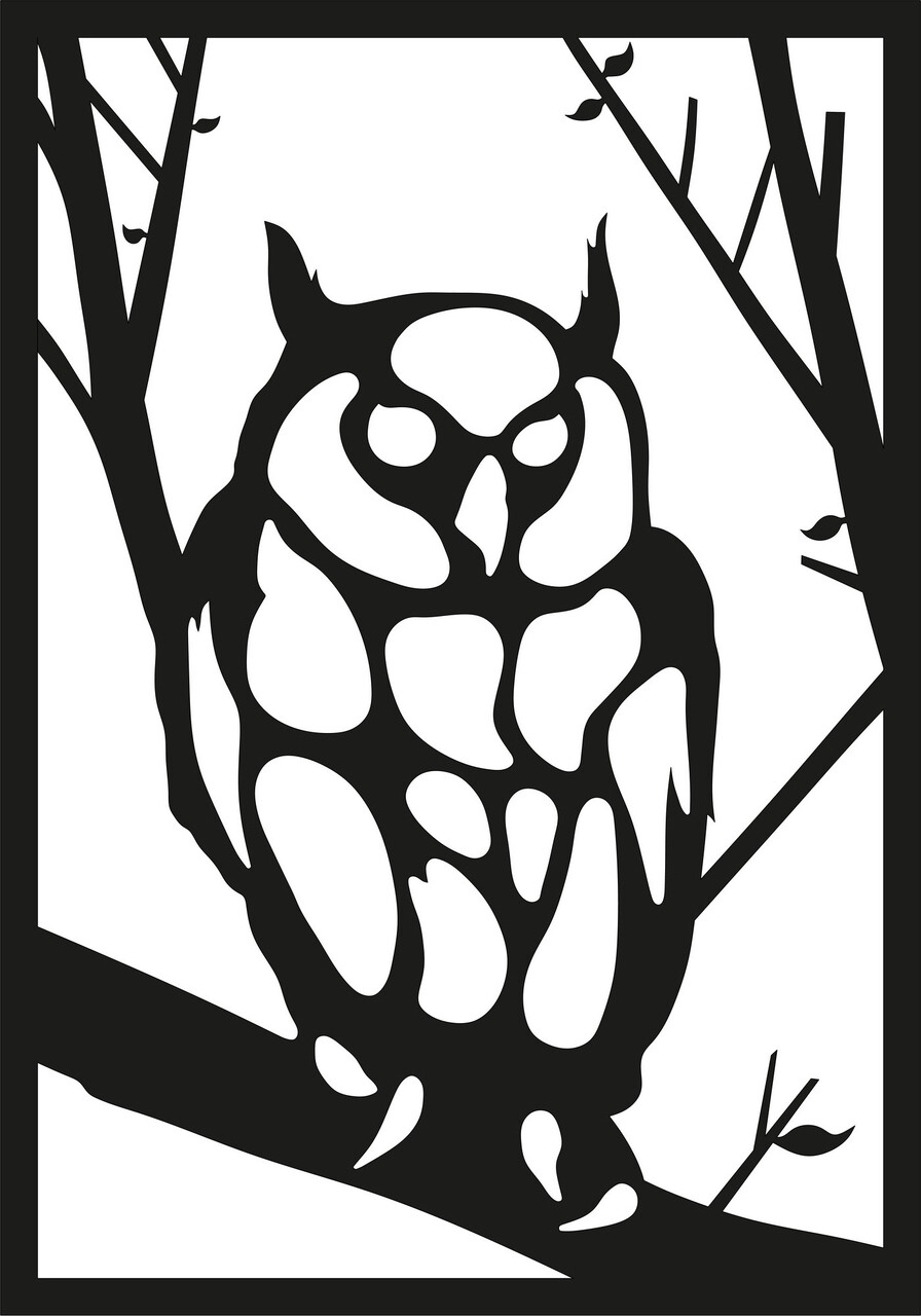 Decoratiune de perete, Owl, Metal, Dimensiune: 35 x 50 cm, Negru - 1 | YEO