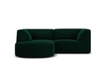 Coltar stanga 3 locuri, Ruby, Micadoni Home, BL, forma rotunjita, 186x180x69 cm, catifea, verde bottle