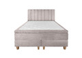 Pat matrimonial, Stockholm, Lines E, 160x200 cm, saltea tip Pocket, topper memory, Taupe