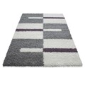 Traversa pentru hol Shaggy Kenya, Purple Line, Decorino, 80x250 cm, polipropilena, multicolor