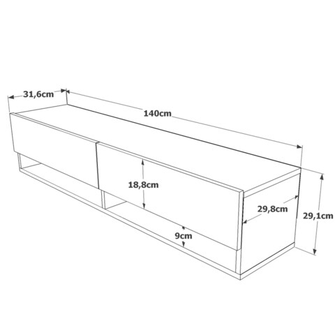 Comoda TV, Locelso, FR11-AA, 140x29.1x31.6 cm, Pin Atlantic / Antracit