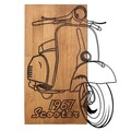 Decoratiune de perete, Nostalgic Scooter, lemn/metal, 44 x 59.5 cm, negru/maro