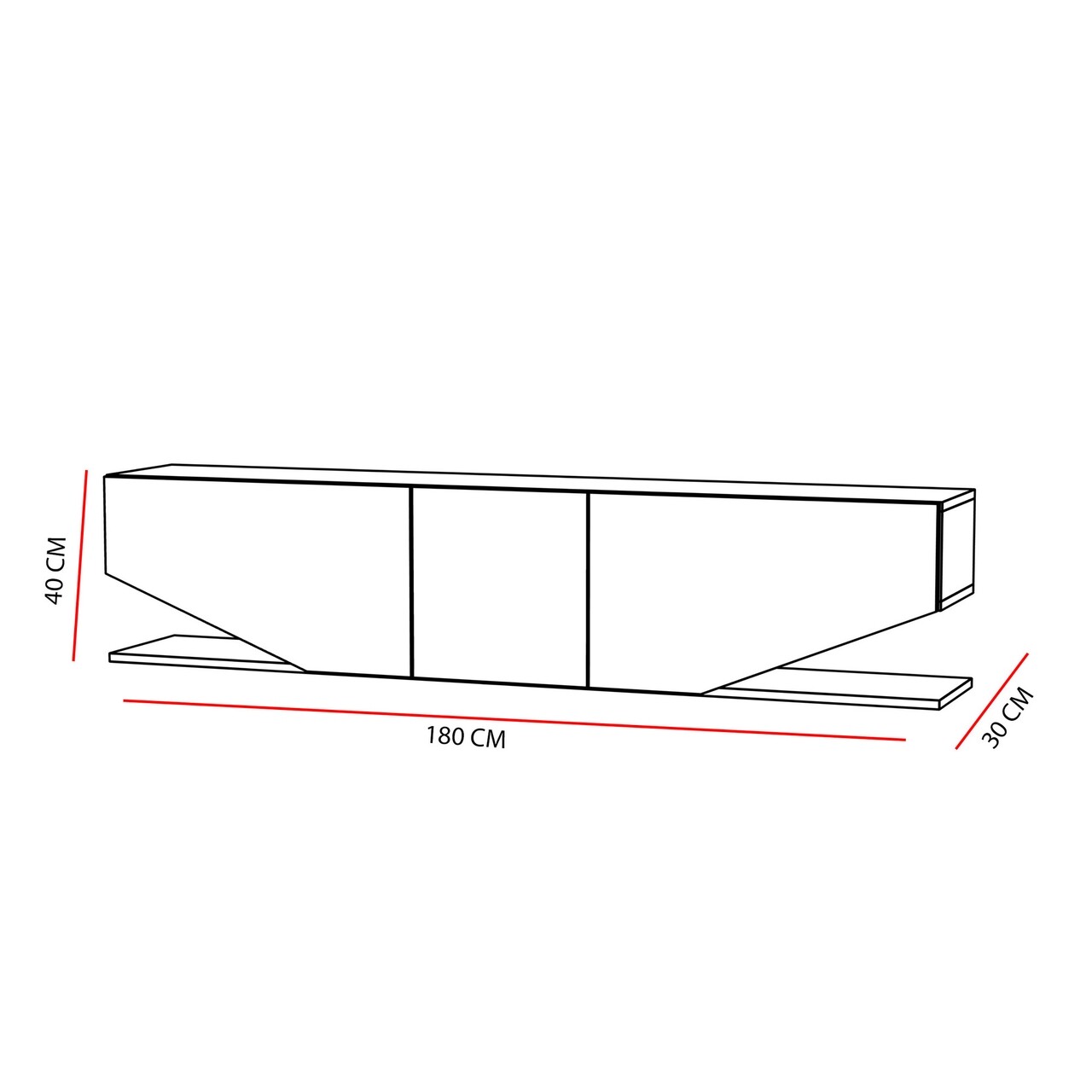 Comoda TV Inci, Decorotika, 180x30x40 cm, alb - 2 | YEO