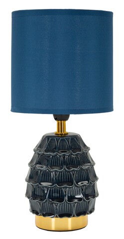 Lampa de masa Pigny, Mauro Ferretti, 1 x E14, 40W, 15x30.5 cm, ceramica/fier/textil, albastru