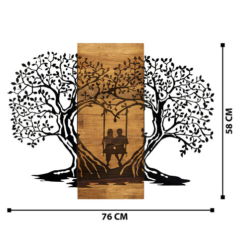 Decoratiune de perete, Eva, Metal, 100 x 53 cm, Nuc negru