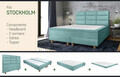 Pat matrimonial, Stockholm, Harmony E, 140x200 cm, saltea tip Pocket, topper memory, Mint