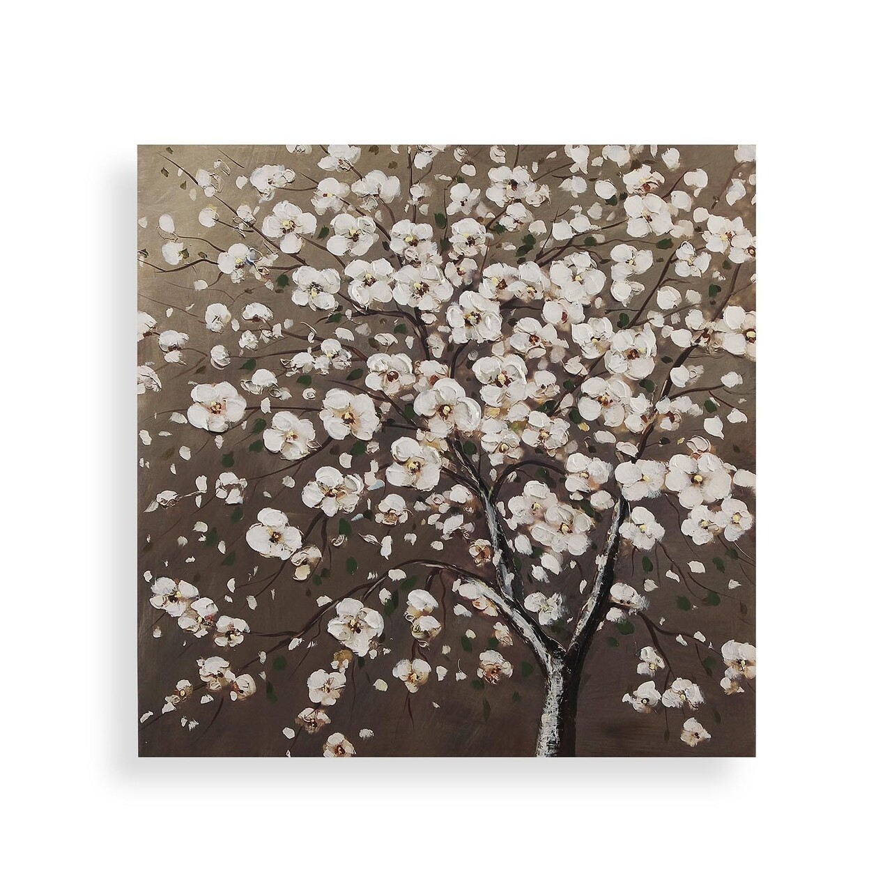 Tablou Decorativ White Petals, Versa, 60 X 60 Cm, Canvas/lemn De Pin