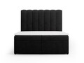 Pat continental cu saltea, topper si lada depozitare, 140x200 cm, Micadoni Home, Kelp-138, tesatura structurata chenille, negru