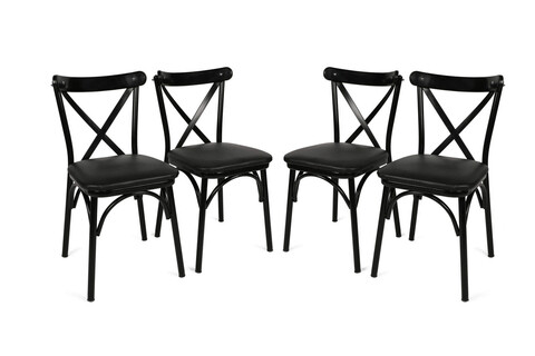 Set scaune (4 bucăți), Nmobb , Ekol 1331, 100% PAL melaminat, Negru