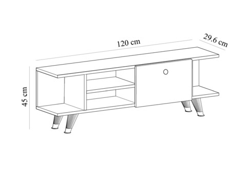 Comoda TV, Olivia, Idil, 120 x 45 x 29.6 cm, pal melaminat, stejar/alb