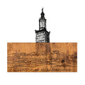 Decoratiune de perete, Alexandria Lighthouse, lemn/metal, 54 x 58 cm, negru/maro