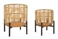 Set 2 suportui pentru ghivece Rattan, Mauro Ferretti,  Ø 41x47 cm, ratan/fier, multicolor