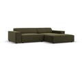 Coltar modular dreapta 3 locuri, Jodie, Micadoni Home, BL, 224x166x70 cm, catifea, verde