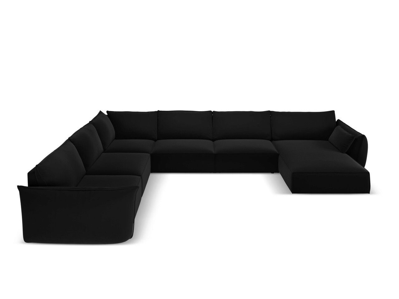 Coltar panoramic stanga 8 locuri, Kaelle, Micadoni Home, BL, 384x284x85 cm, catifea, negru