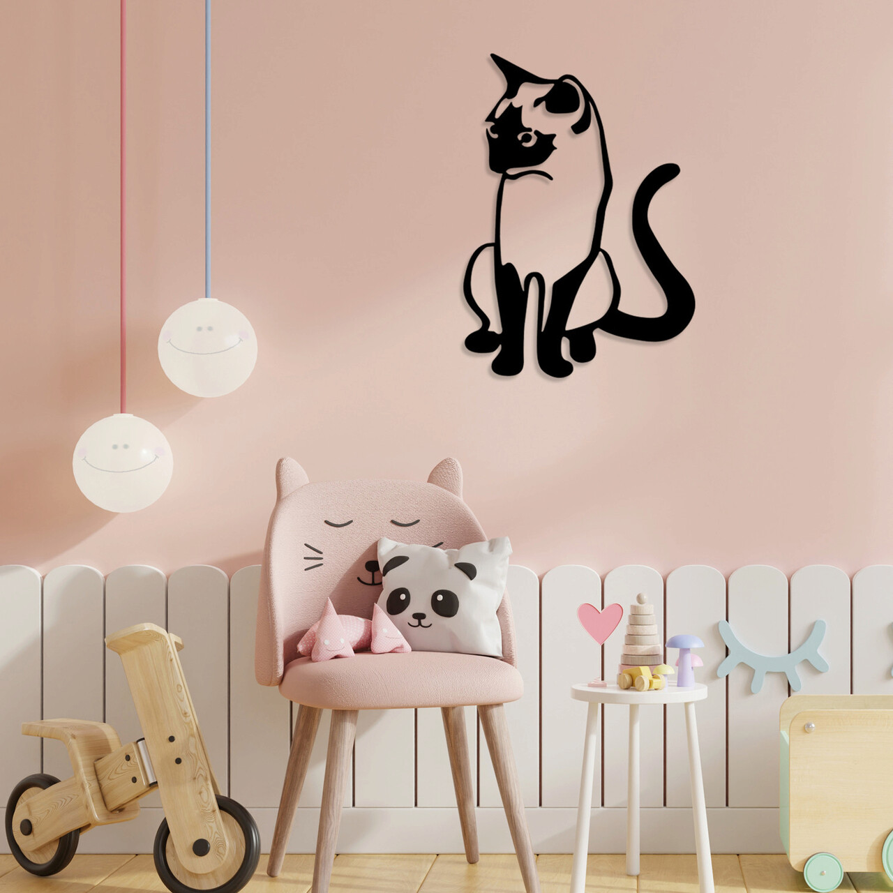 Decoratiune de perete, Cat 2 Metal Decor, metal, 39 x 55 cm, negru - 2 | YEO