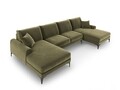 Coltar panoramic, Madara, Mazzini Sofas, 6 locuri, 334x182x90 cm, catifea, verde