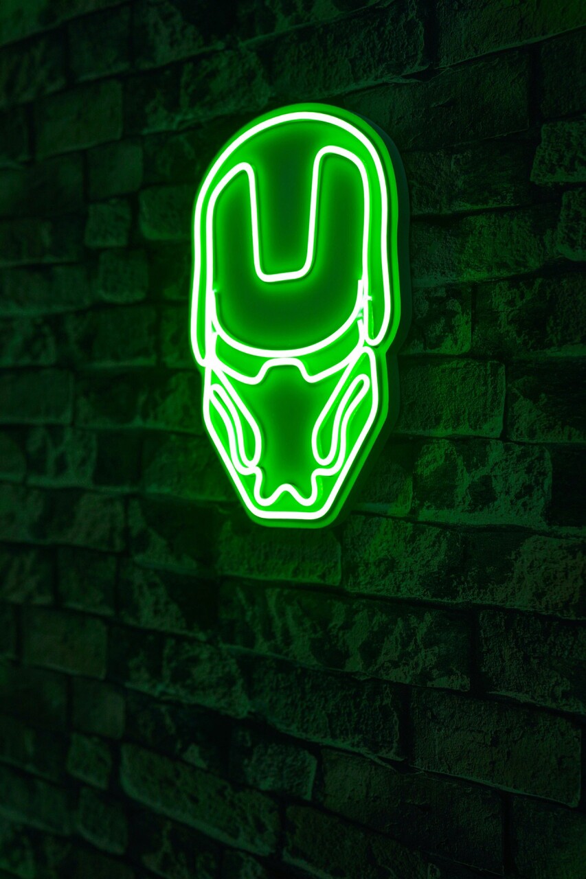 Decoratiune luminoasa LED, Iron Man, Benzi flexibile de neon, DC 12 V, Verde