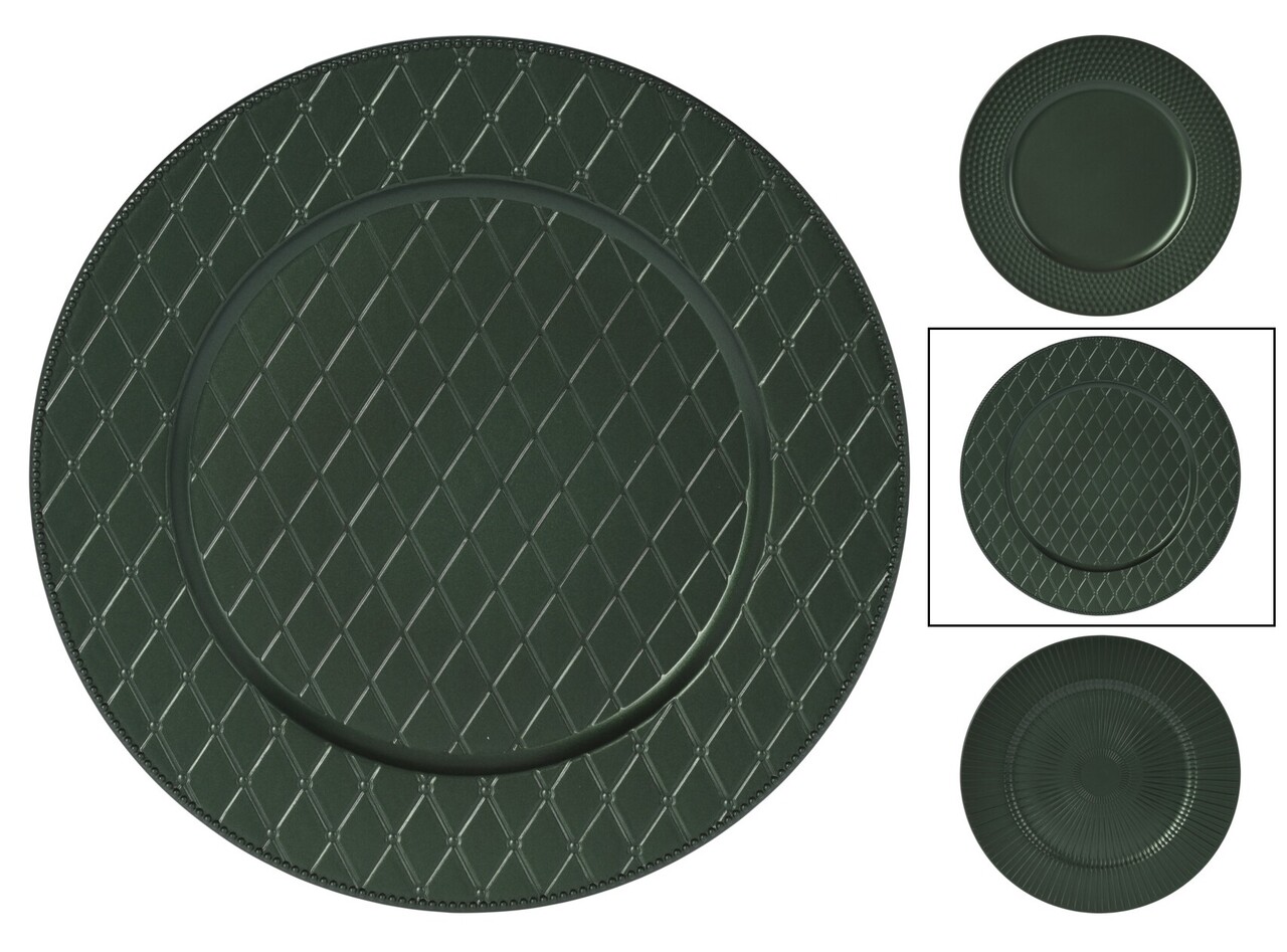 Suport farfurie Rombs Pattern v2, Excellent Houseware, 33 cm, polipropilena, verde - 1 | YEO