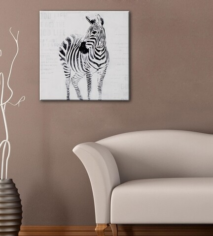 Tablou decorativ Zebra -B, Mauro Ferretti, 80x80 cm, canvas pictat manual