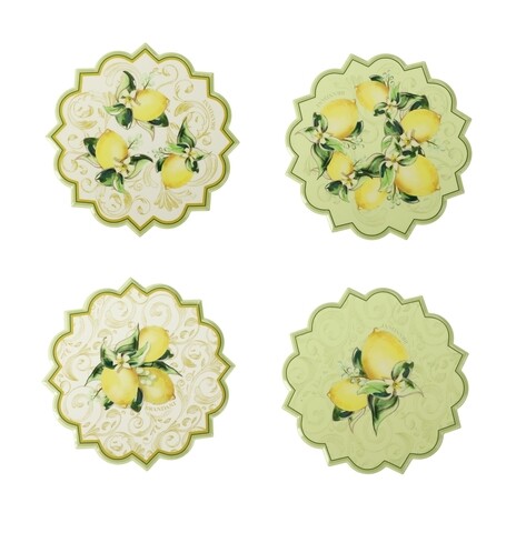 Set 4 suporturi pentru pahare Limoni, Brandani, 10.5 x 10.5 cm, ceramica