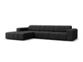 Coltar stanga 4 locuri, Jennifer-140, Micadoni Home, 284x166x70 cm, tesatura chenille din poliester, negru