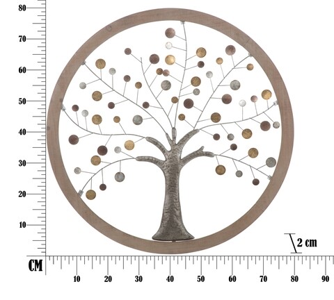 Decoratiune de perete Tree of Life, Mauro Ferretti, 80 cm, fier, multicolor