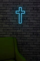 Decoratiune luminoasa LED, Cross Sign, Benzi flexibile de neon, DC 12 V, Albastru