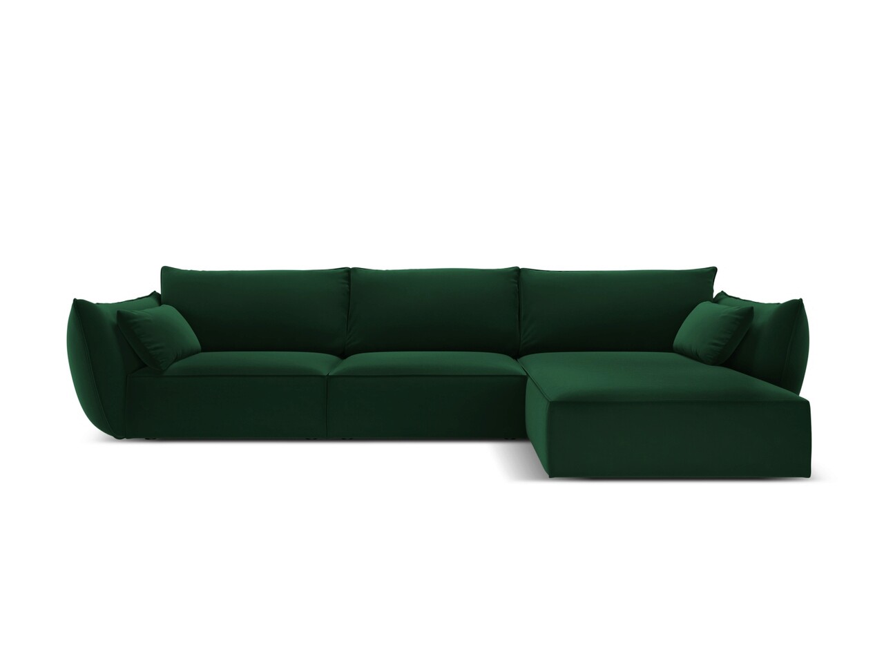 Coltar dreapta 4 locuri, Kaelle, Micadoni Home, BL, 308x171x85 cm, catifea, verde bottle