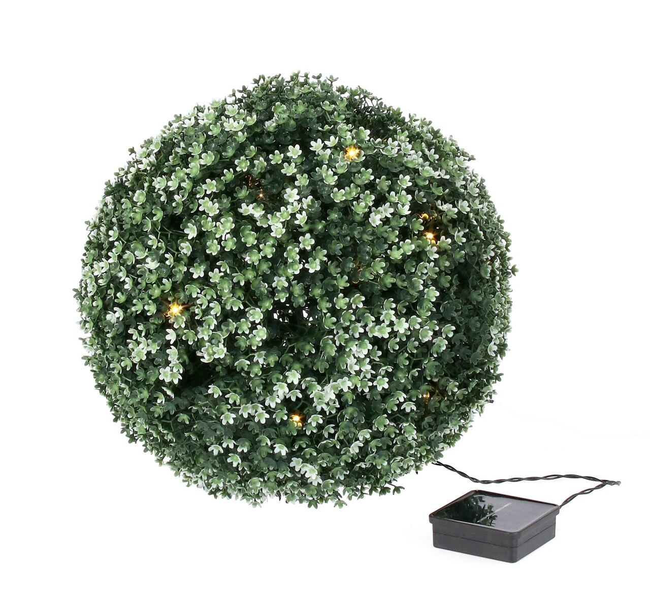 Planta artificiala in forma de sfera cu LED Gypsophilia, Bizzotto, D28 cm, polietilena, rezistenta la soare, verde